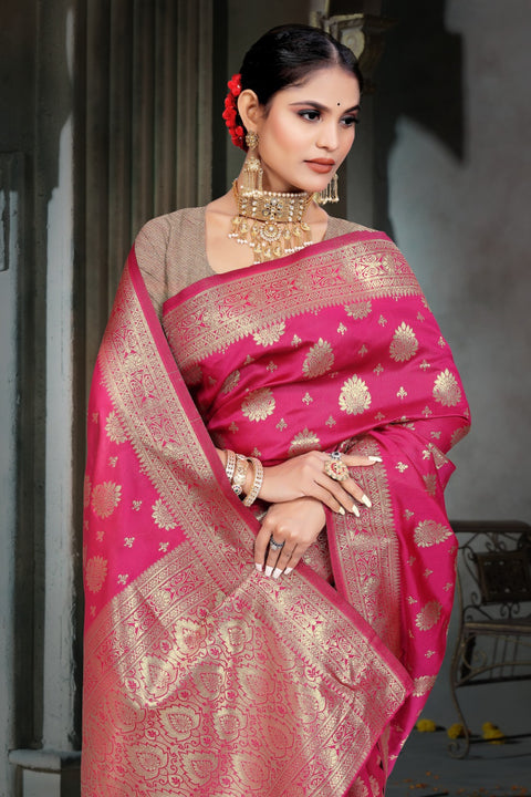 KcPc Rich Banarasi Dola Silk with Zari Detailing Finish Saree DC