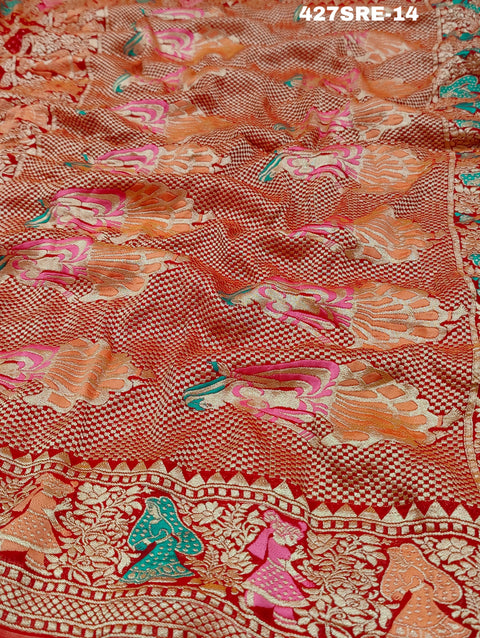 KcPc New Design Khaddi Georgette Janglaw Bandhani Neemzari Saree