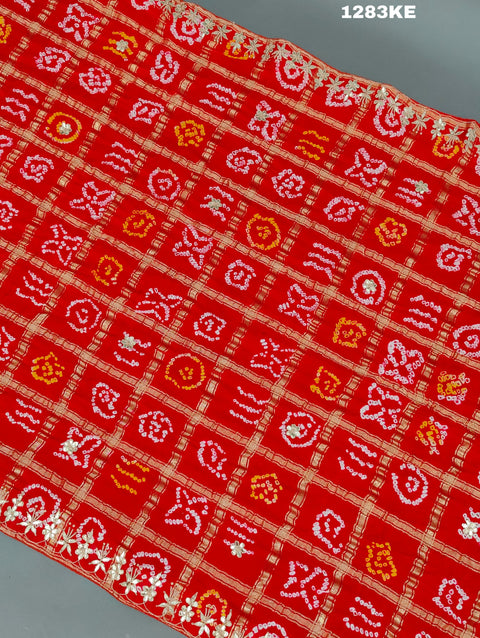 KcPc New Pure Gaji Silk Bandhani Gotapatti Designer Jaipuri Traditional Dupatta SATISH