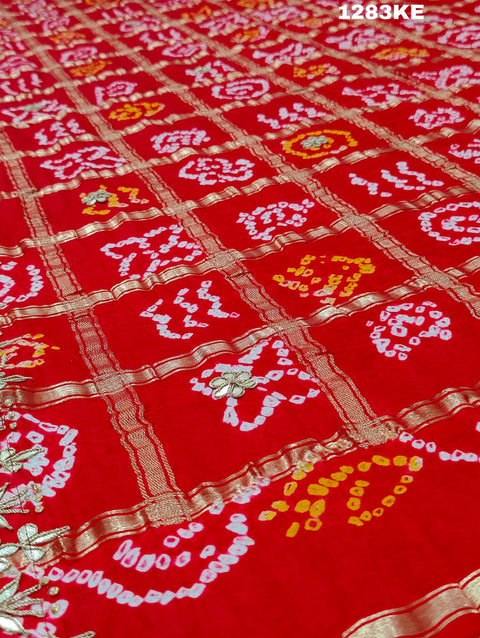 KcPc New Pure Gaji Silk Bandhani Gotapatti Designer Jaipuri Traditional Dupatta SATISH