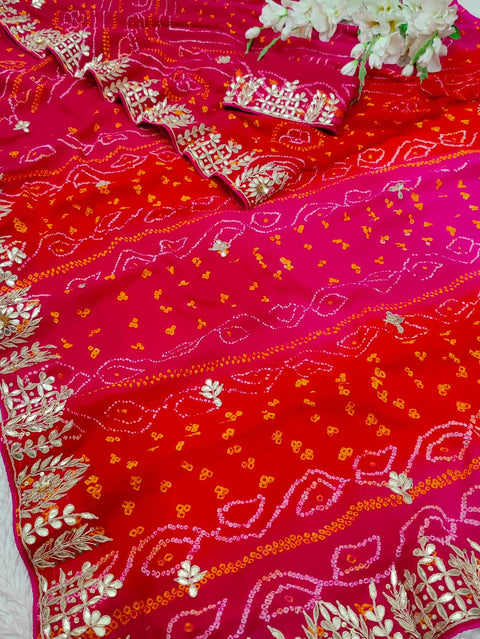 KcPc Special New Designer Gota Patti Heavy Work Bridal Saree RG