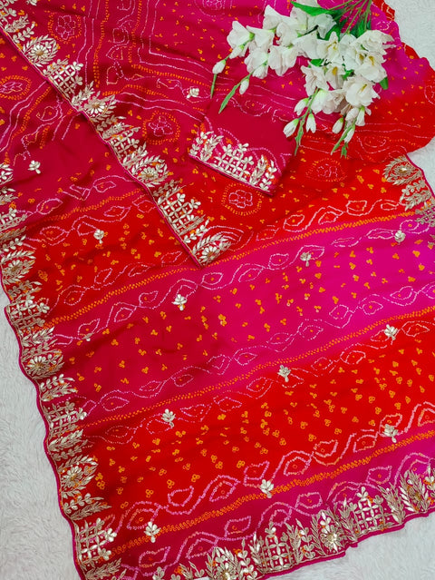 KcPc Special New Designer Gota Patti Heavy Work Bridal Saree RG