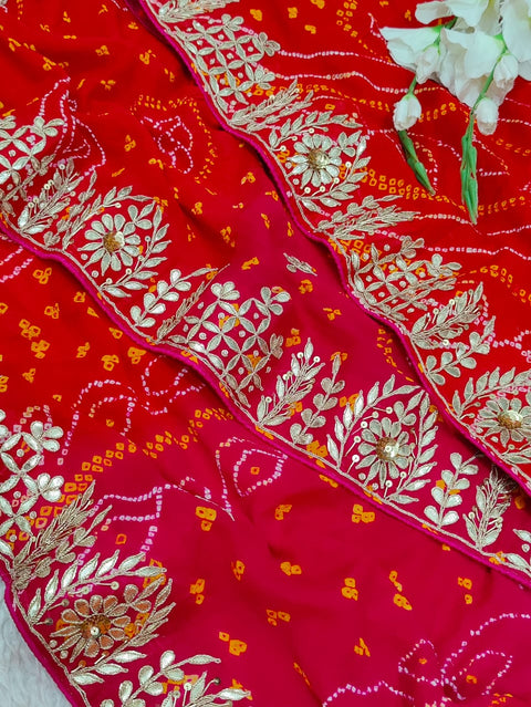 KcPc Special New Designer Gota Patti Heavy Work Bridal Saree RG