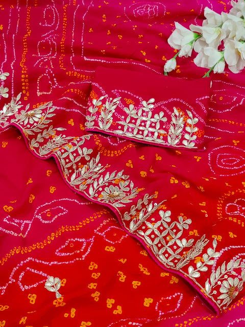 KcPc Special New Designer Gota Patti Heavy Work Bridal Saree RG