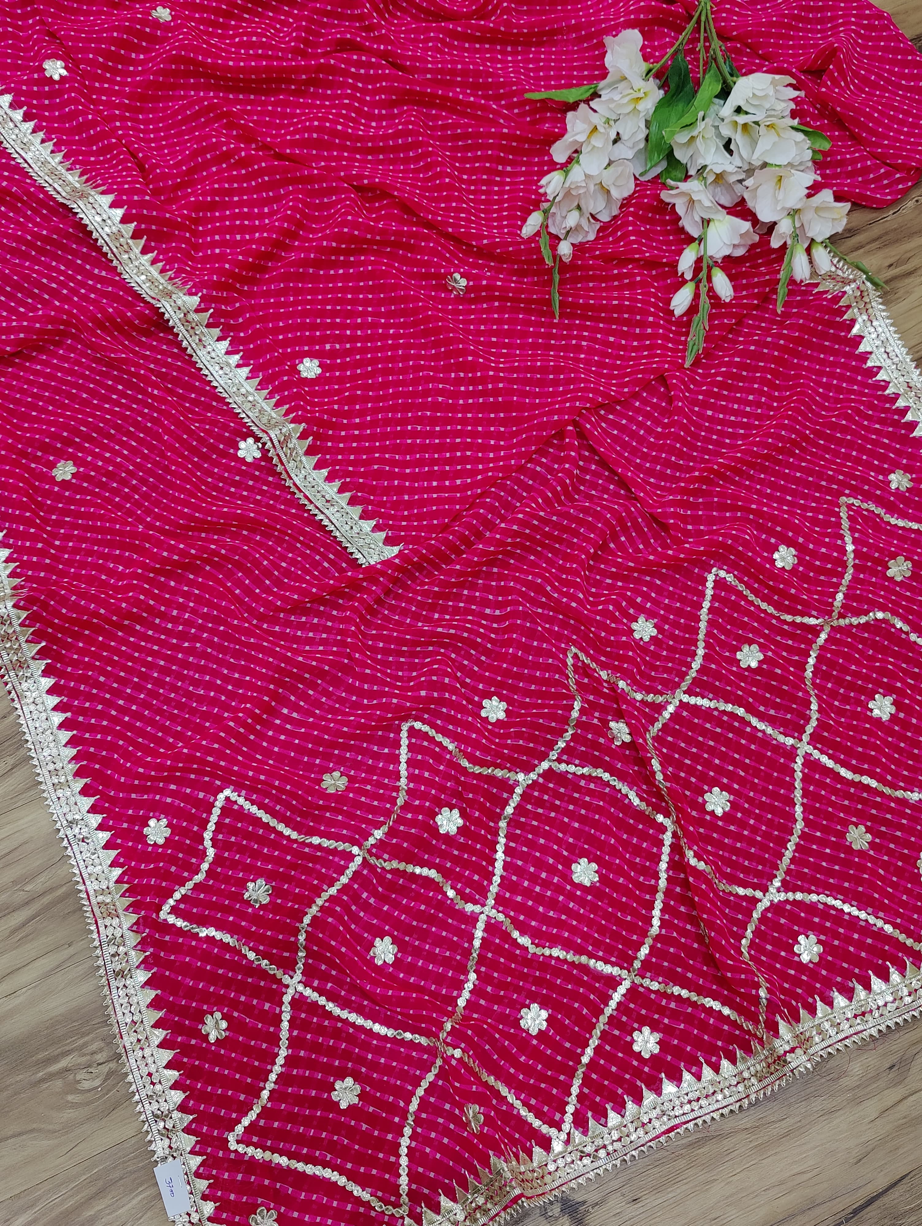 KcPc Latest Rajasthani Leheriya in Georgette With Gota Patti Handwork SareeAMT