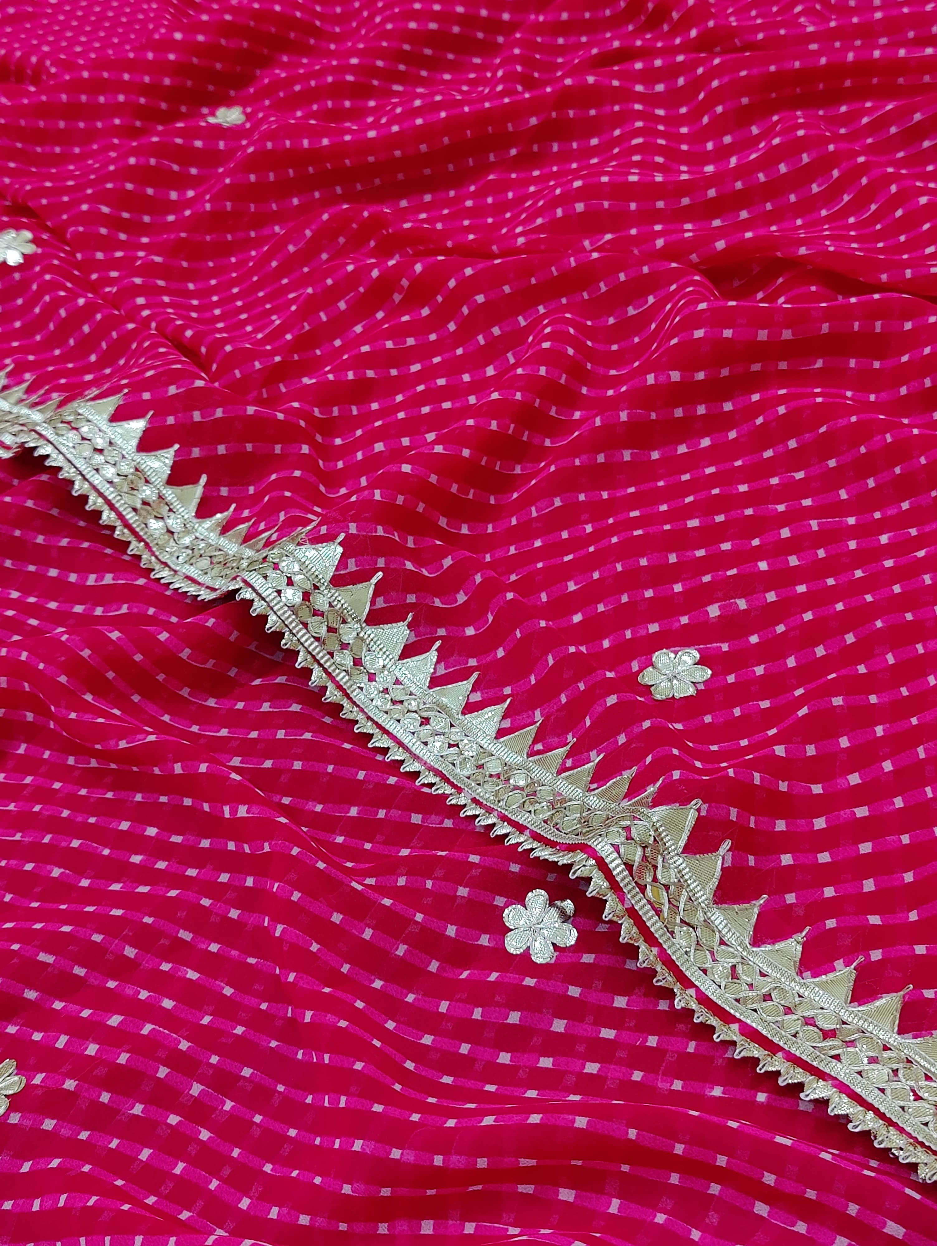 KcPc Latest Rajasthani Leheriya in Georgette With Gota Patti Handwork SareeAMT