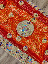 KcPc Rajasthani Marwadi Odhna in Gaji Silk Fabric With Bandhani Design