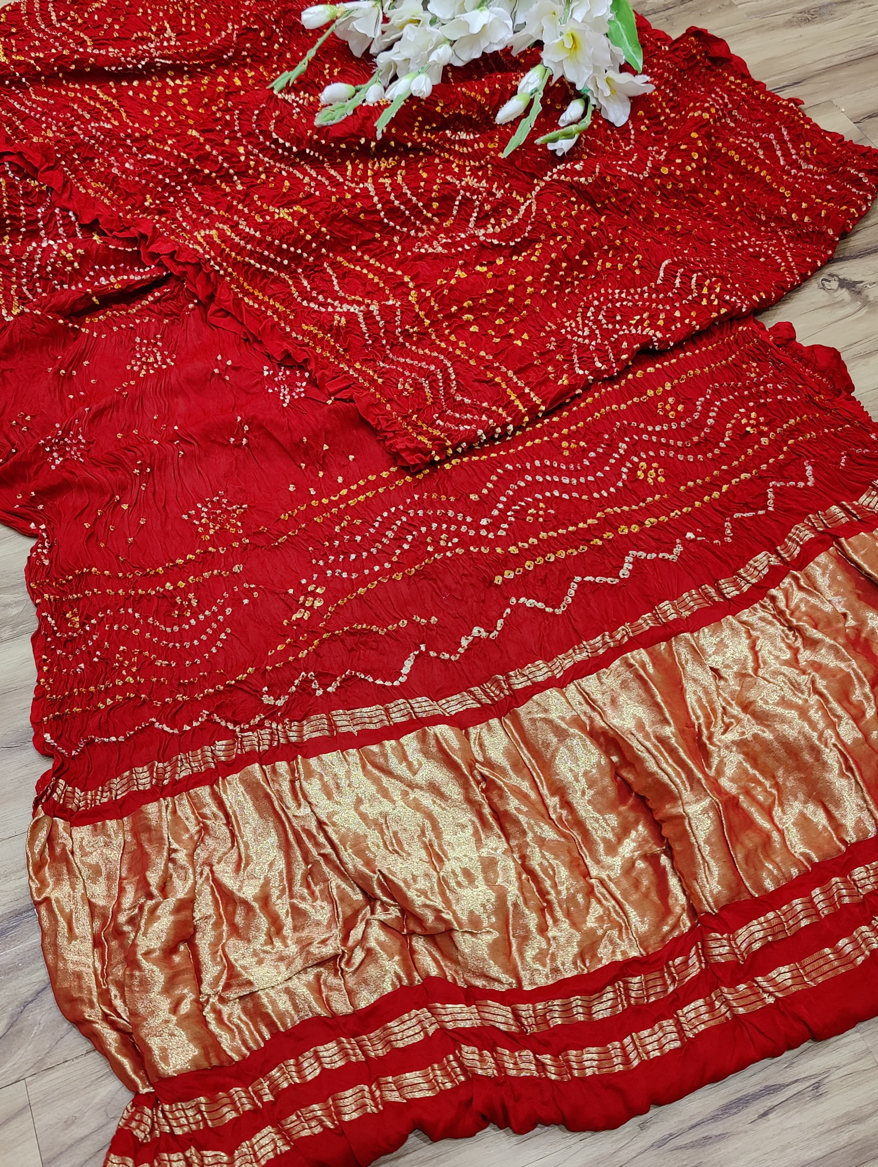 By Traditional Bandhani Saree With Wedding Wear