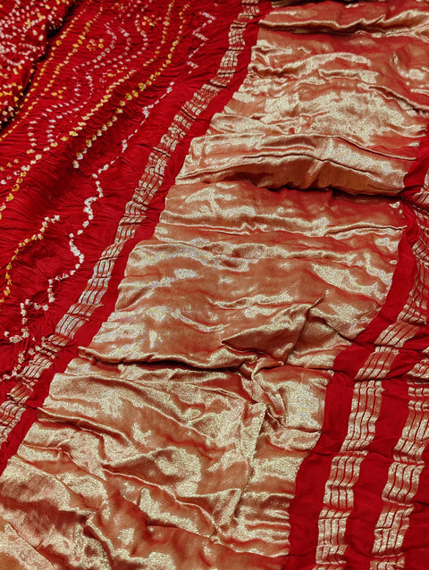 KcPc Traditional Bandhani Saree in Gaji Silk Fabric  RJB