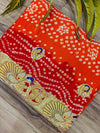 KcPc Traditional Gaji Silk Bandhani Odhna With Bel Buti Work