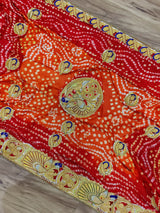 KcPc Traditional Gaji Silk Bandhani Odhna With Bel Buti Work