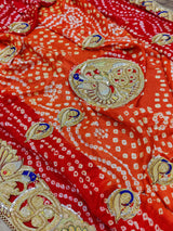 KcPc Traditional Gaji Silk Bandhani Odhna With Bel Buti Work