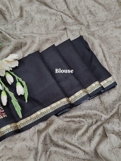 KcPc New Dola Silk Printed Style With Zari Border Work Saree  VJT