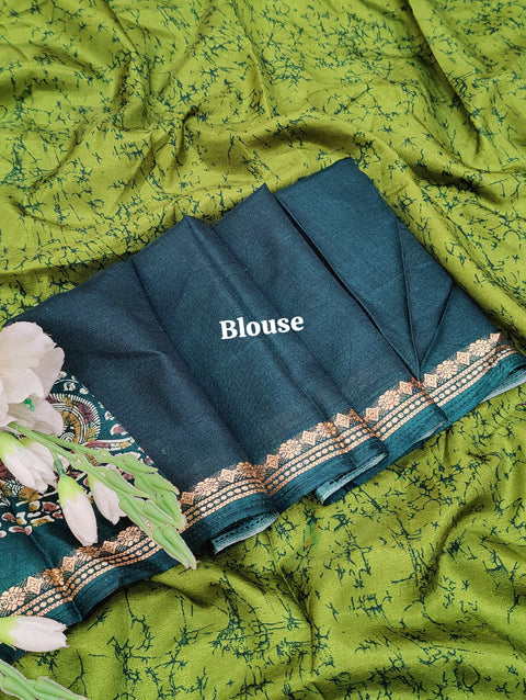 KcPc New Dola Silk Printed Style With Zari Border Work Saree  VJT