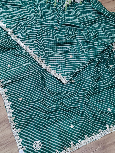 KcPc Latest Kota Doria Leheriya Saree With Gota Patti Hand Work  AMT