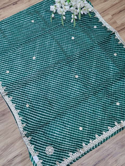 KcPc Latest Kota Doria Leheriya Saree With Gota Patti Hand Work  AMT