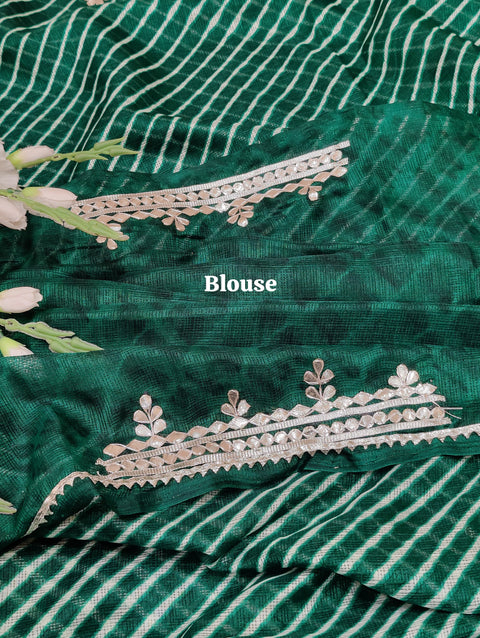 KcPc Latest Kota Doria Leheriya Saree With Gota Patti Hand Work  AMT