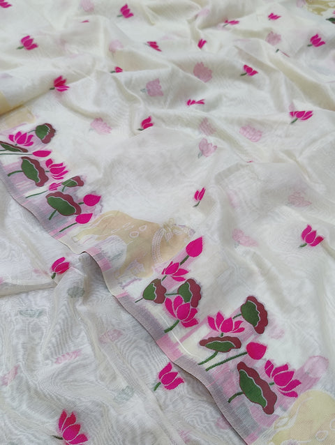 KcPc Latest Traditional Kalamkari On Cotton Silk Saree SWA