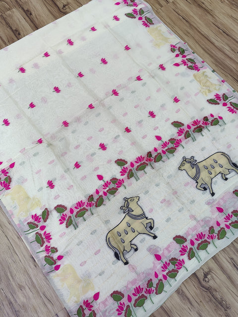 KcPc Latest Traditional Kalamkari On Cotton Silk Saree SWA