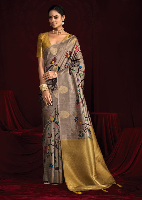 KcPc New Cotton Silk Printed Style With Zari border Saree STR