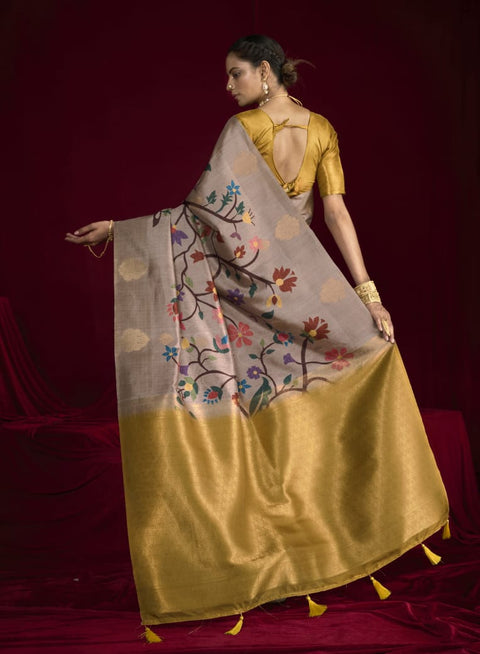 KcPc New Cotton Silk Printed Style With Zari border Saree STR