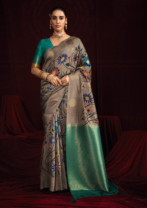 KcPc Beautiful New Cotton Silk Printed Style With Zari border Saree STR