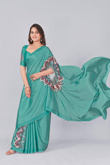 KcPc Trendy Green Party Wear Saree Smooth Crepe Silk with Designer PrintSRK