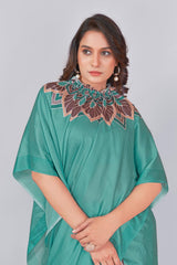 KcPc Trendy Green Party Wear Saree Smooth Crepe Silk with Designer PrintSRK
