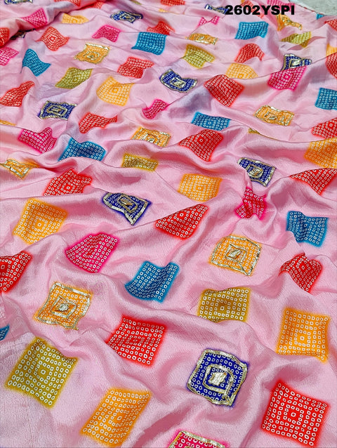 KcPc Latest Chinon Bollywood Bandhani Gotapatti Work Saree SWA
