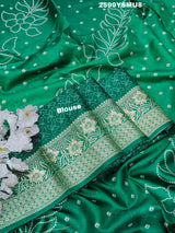 By New Beautiful Dola Silk Bandhani Style With Zari border Saree