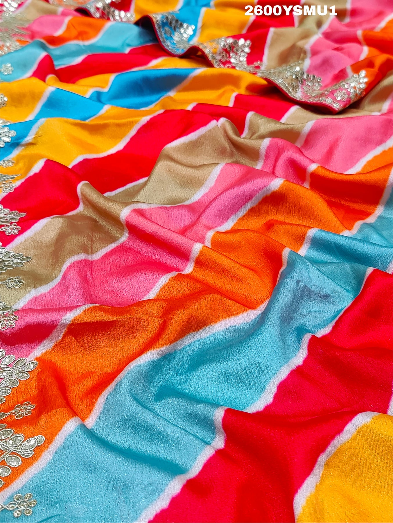 KcPc New Chinon Silk Bollywood Style With Gotapatti Work Saree  SWA