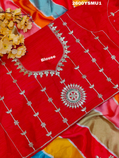 Silk Bollywood Style With Gotapatti Work Saree for festivals season 