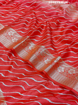 By New Dola Silk Leheriya Style With Zari border Saree