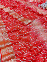 By New Dola Silk Leheriya Style With Zari border Saree