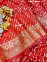 By New Dola Silk Leheriya Style With Zari border Saree
