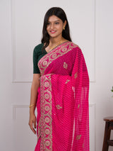 gotapati workLeheriya sareeinpink colour