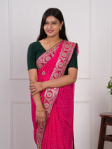 gotapati workLeheriya sareeinpink colour