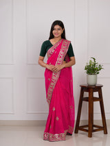 gotapati workLeheriya sareeinpink colour