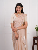  Organza Bollywood Style With Cutdana tari Work Saree in cream colour