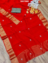 By New Beautiful HO Silk Bollywood Style With CutdanaGotapatti Saree
