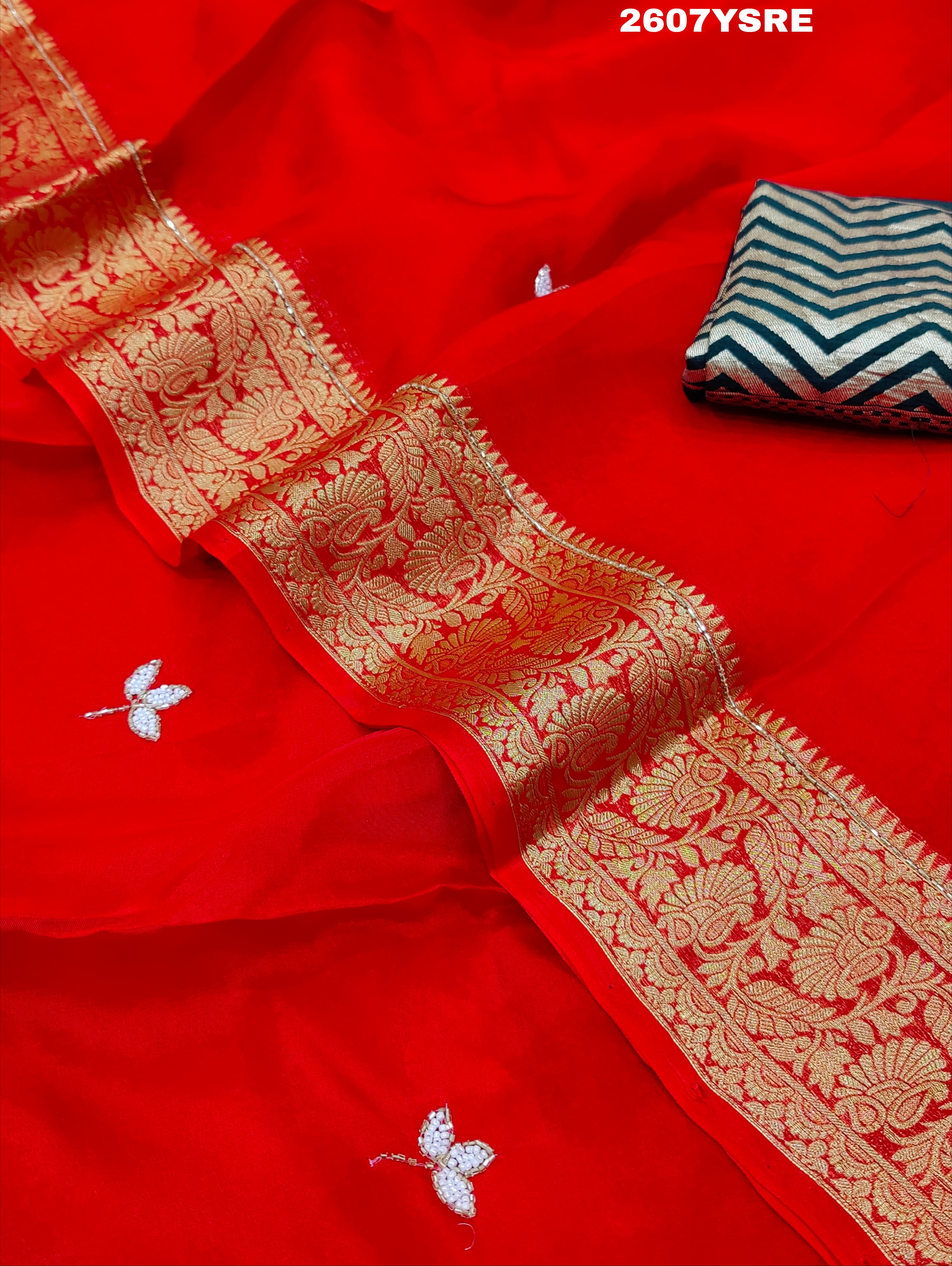 By New Beautiful HO Silk Bollywood Style With CutdanaGotapatti Saree