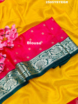 By New Beautiful Banarasi With Zari border Work Saree
