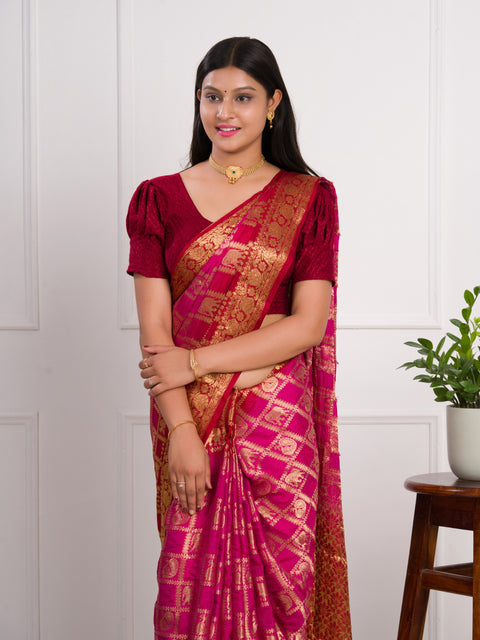 KcPc New Art silk Banarasi Style With Zari weaving Work Saree KCPC