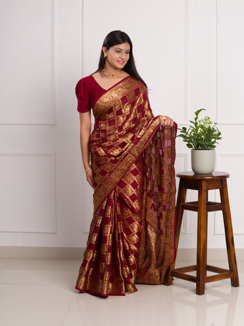 KcPc New Beautiful  Art silk Banarasi Style With Zari weaving Work Saree KCPC