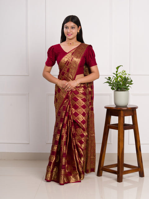 KcPc New Beautiful  Art silk Banarasi Style With Zari weaving Work Saree KCPC