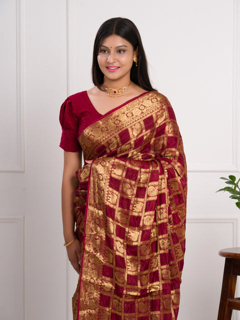KcPc New Beautiful  Art silk Banarasi Style With Zari weaving Work Saree KCPC