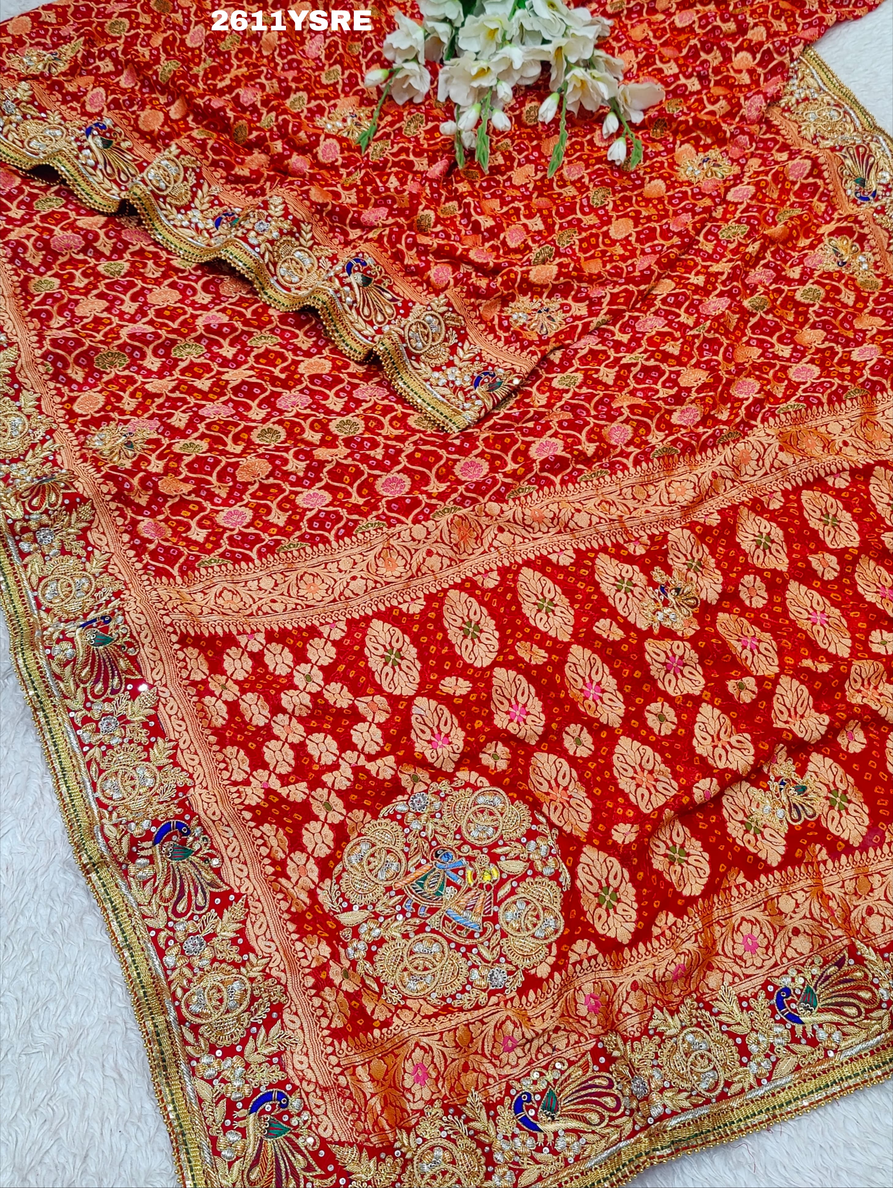 By Special New Pure Meenakari Khadi Georgette Saree with Gulin Zardozi HandWork
