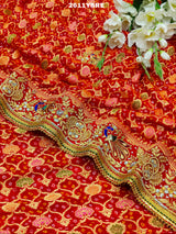 By Special New Pure Meenakari Khadi Georgette Saree with Gulin Zardozi HandWork