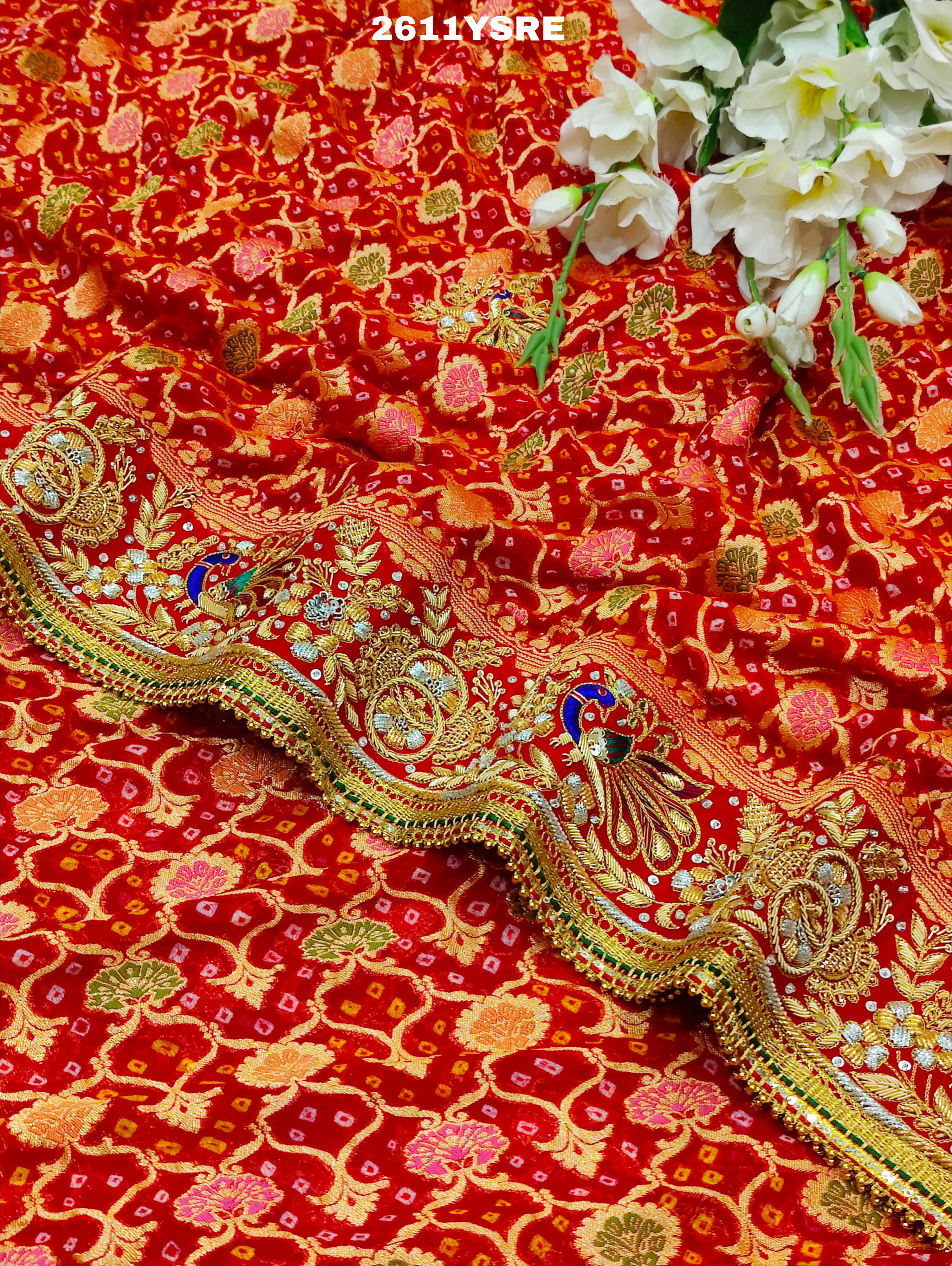 By Special New Pure Meenakari Khadi Georgette Saree with Gulin Zardozi HandWork