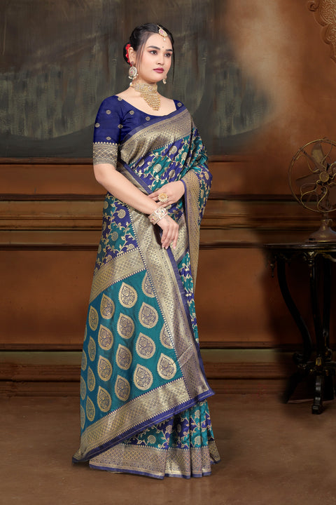 KcPc New Latest Dola silk Banarasi Style with Zari Weaving Saree DC